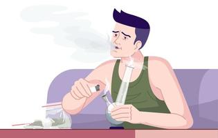 Cannabis addiction flat color vector illustration