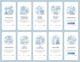 5G technologies onboarding mobile app page screen vector template