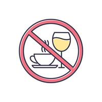 Caffeine and alcohol refusal color icon vector