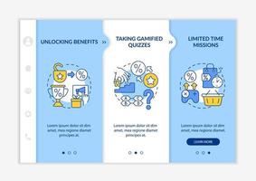 Gamified loyalty programs examples onboarding vector template