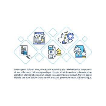 iconos de línea de concepto de diseño y desarrollo de productos con texto vector