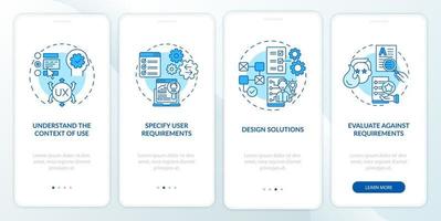 UCD process onboarding mobile app page screen vector