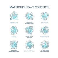 Maternity leave related blue concept icons set vector