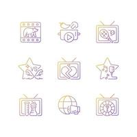 TV gradient linear vector icons set
