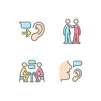 Verbal and nonverbal communication RGB color icons set vector