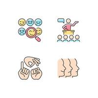 Building relationships with people RGB color icons set vector