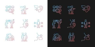 Effective communication gradient icons set for dark and light mode vector