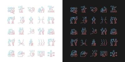 Communication channel gradient icons set for dark and light mode vector