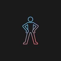 Confidence body language gradient vector icon for dark theme