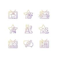 Television show gradient linear vector icons set