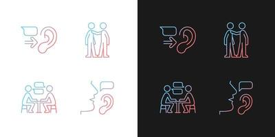 Verbal and nonverbal communication gradient icons set for dark and light mode vector