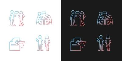 Understanding in communication gradient icons set for dark and light mode vector