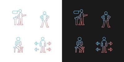 Communication skills gradient icons set for dark and light mode vector