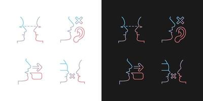 Improve everyday communication gradient icons set for dark and light mode vector