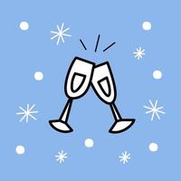 glasses champagne - christmas card vector