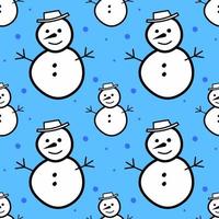 snowman christmas - seamless color background in flat style. new year and winter holiday vector