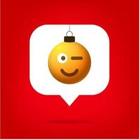 tarjeta o volante bola de sonrisa de emoji realista de navidad en como contador, seguidor de comentarios y símbolo de notificación ilustración vectorial. feliz navidad y próspero año nuevo notificación vector