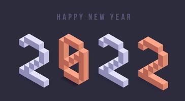 2022 New year isometric vector illustration art. Minimal 2022 vector Holiday decoration elements for design, postcard, greeting cards and invitations or flyer