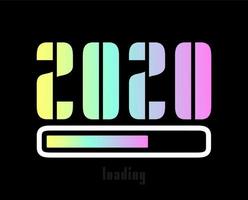 2022 new year Holographic loading bar design on black background. Funny quote about new year 2022. Typographic design for winter holidays poster, t shirt print. Vector illustration