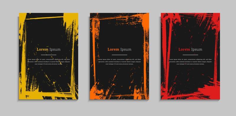 Set Of Abstract Colorful Frame Grunge Paint Texture Cover Background Template