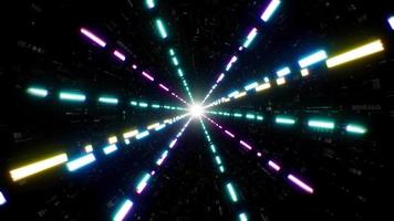roterende neon streepjeslijnen op de sci-fi-achtergrond video