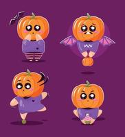 conjunto de personaje de calabaza de jack o'lantern vector