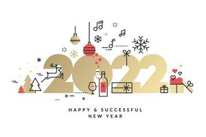 Happy New Year 2022 greeting card vector