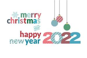 Merry Christmas and Happy New Year 2022 greeting card vector