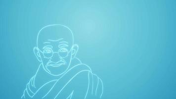 gandhi jayanti animation conceptuelle du 2 octobre avec portrait de mahatma gandhi. mahatma gandhi croquis 4k animation video