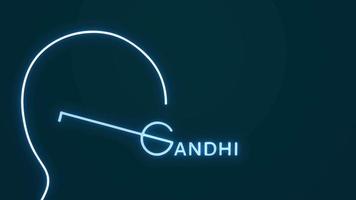 gandhi jayanti animation conceptuelle du 2 octobre avec portrait de mahatma gandhi. mahatma gandhi croquis 4k animation video