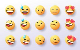 conjunto de emoji 3d en varios puntos de vista vector