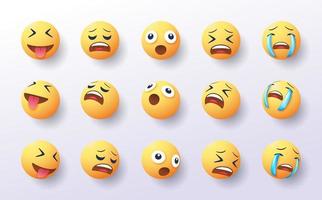 conjunto de emoji 3d en varios puntos de vista vector