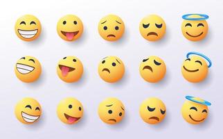 set of 3d emoji in various points of view vector