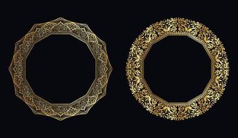 Conjunto de concepto de mandala dorado de marco de lujo