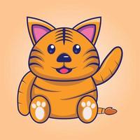 cute cat cartoon waving vector