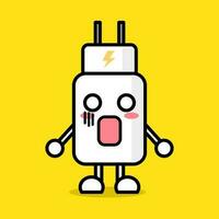 Cute phone charger cartoon character vector