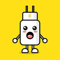 Cute phone charger cartoon character vector