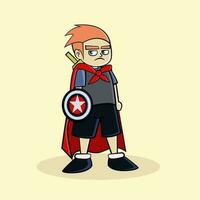 Hero kid cartoon character vector