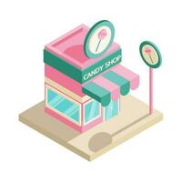 Isometric candy shop flat design vector