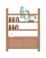 Modern bookshelf semi flat color vector object