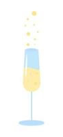 Sparkling wine glass semi flat color vector object