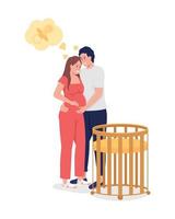 Couple in nursery semi flat color vector characters