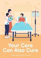 Family supporting patient poster flat vector template