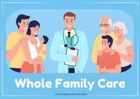 Family doctor consultation poster flat vector template