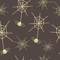 Seamless pattern with cobweb and spider, Halloween concept on dark background. Vector illustration.