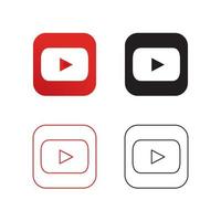 icono de la aplicación youtube en rojo y negro vector