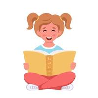 Girl reading book. Girl studying with a book. vector