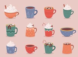 Autumn and winter hot drinks. Christmas hot drinks, hot chocolate, coffee.