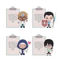 Diverse doctors with clipboard background for custom text vector
