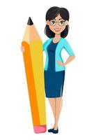 Back to school. Teacher woman cartoon character vector